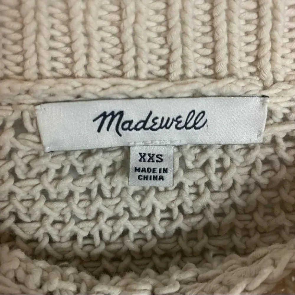 47.  MADEWELL Women’s French Quarter Pullover Sweater Beige Size XXS - Picture 7 of 9